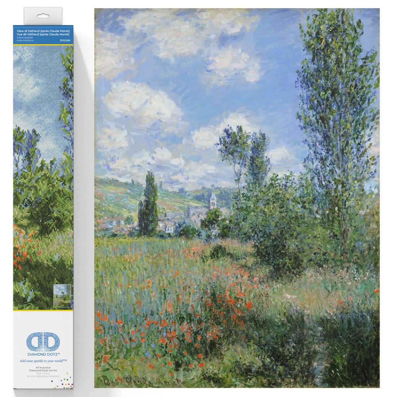 Diamond Dotz View of Vetheuil (après Claude Monet) Landscape Diamond Painting Kits for Adults - Diamond Art Kits a Relaxing Creative Craft Kit with Dotz Gems 26x19.7